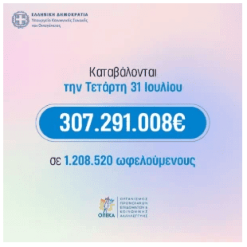 Ποιά επιδόματα καταβάλλονται 31.07.2024